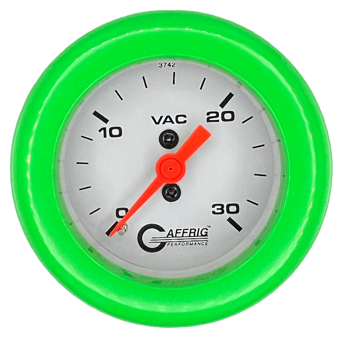 GAFFRIG 2 INCH MECHANICAL VACUUM 0-30 HG GAUGE FAT RIM (218) / LIME GREEN / WHITE