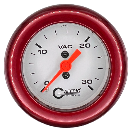 GAFFRIG 2 INCH MECHANICAL VACUUM 0-30 HG GAUGE FAT RIM (218) / RED / WHITE