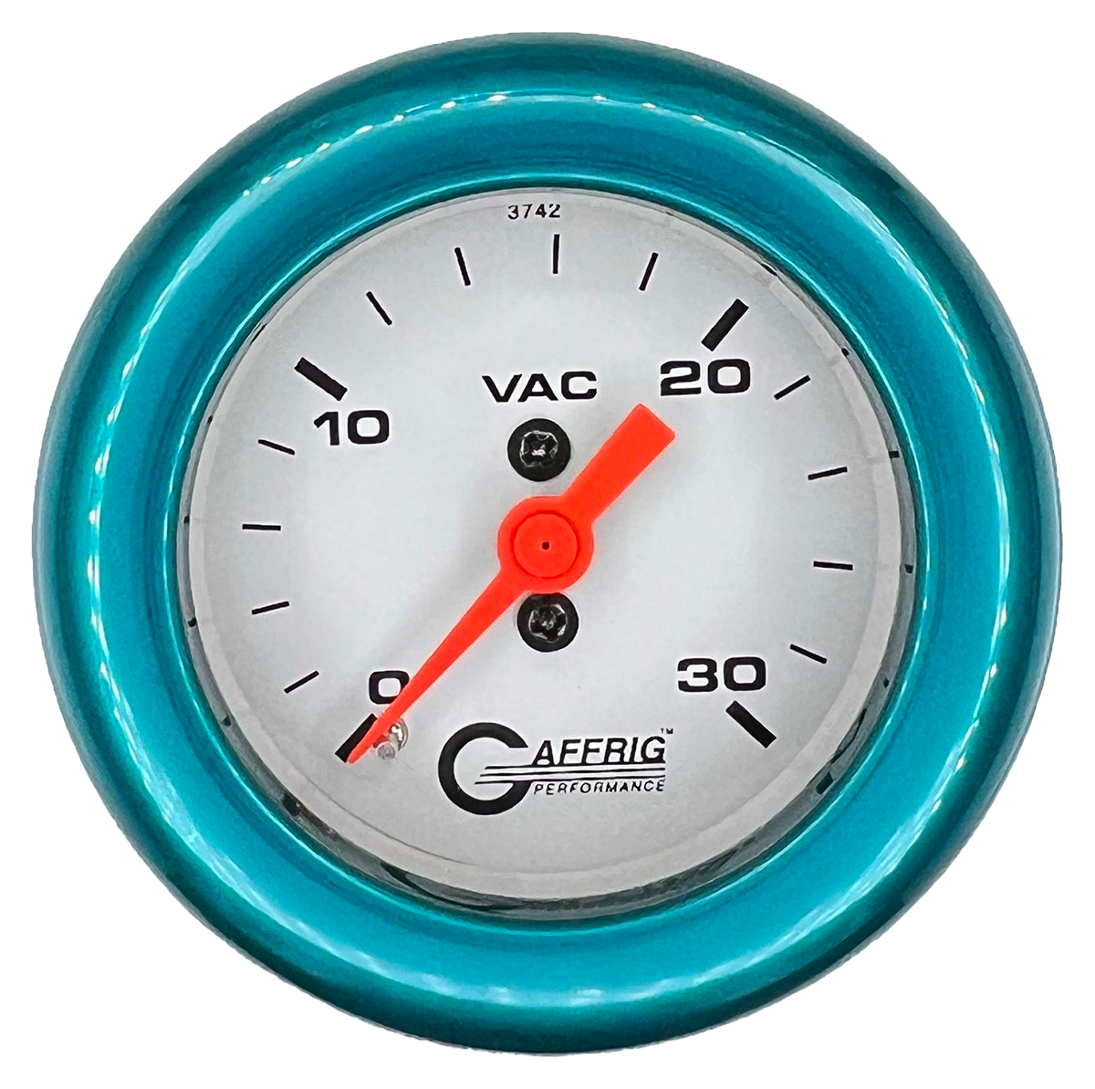 GAFFRIG 2 INCH MECHANICAL VACUUM 0-30 HG GAUGE FAT RIM (218) / TEAL / WHITE