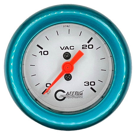 GAFFRIG 2 INCH MECHANICAL VACUUM 0-30 HG GAUGE FAT RIM (218) / TEAL / WHITE