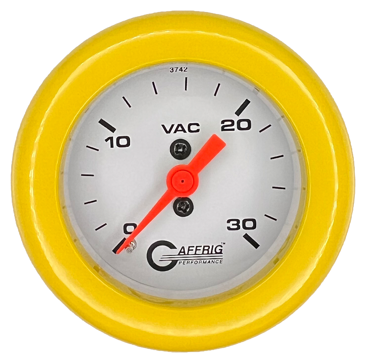 GAFFRIG 2 INCH MECHANICAL VACUUM 0-30 HG GAUGE FAT RIM (218) / YELLOW / WHITE