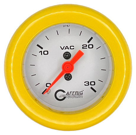 GAFFRIG 2 INCH MECHANICAL VACUUM 0-30 HG GAUGE FAT RIM (218) / YELLOW / WHITE