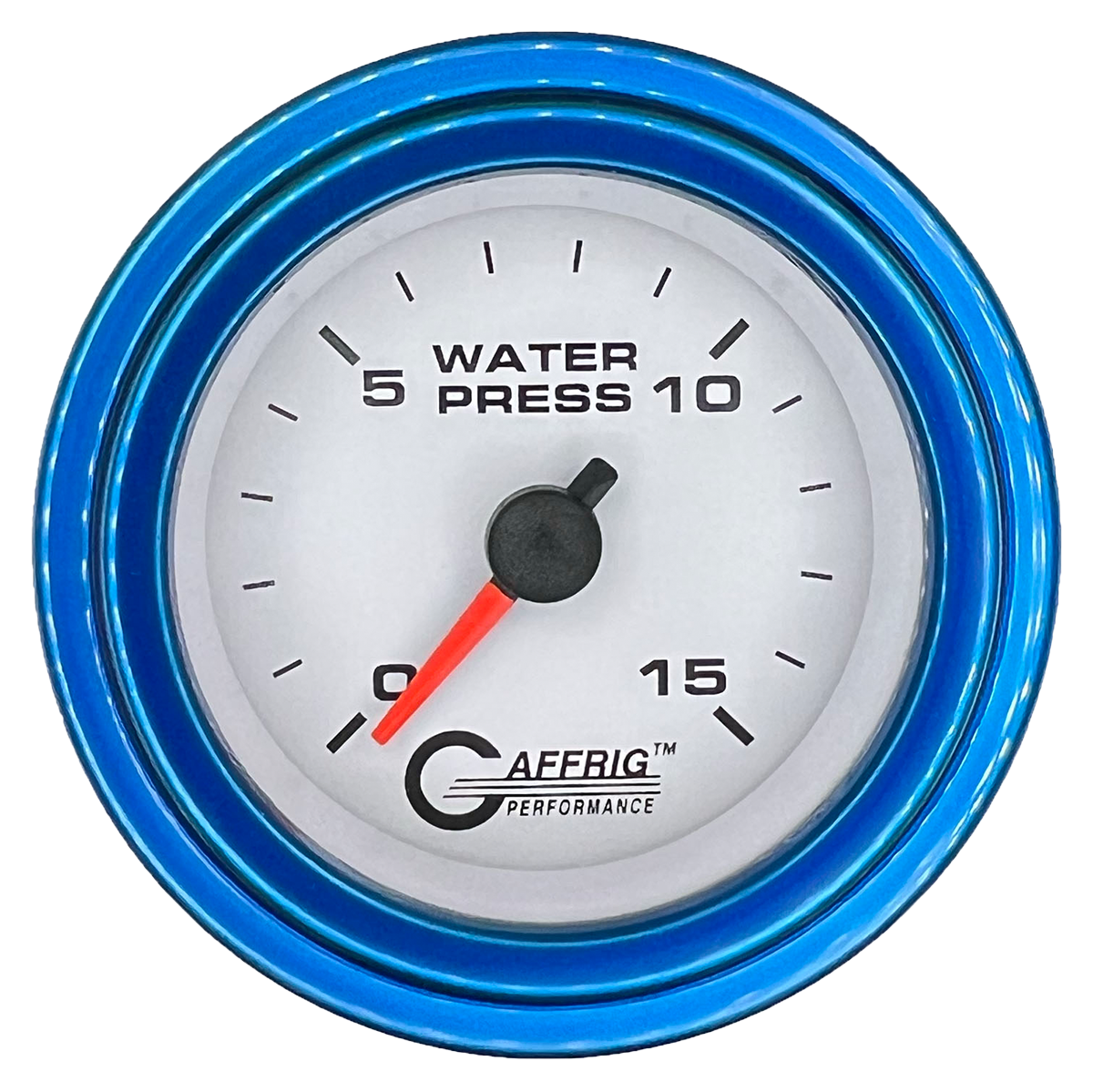 GAFFRIG 2 INCH MECHANICAL WATER PRESSURE 0-15 PSI GAUGE STEP RIM (002) / BLUE / WHITE