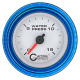 GAFFRIG 2 INCH MECHANICAL WATER PRESSURE 0-15 PSI GAUGE STEP RIM (002) / BLUE / WHITE