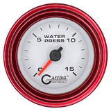 GAFFRIG 2 INCH MECHANICAL WATER PRESSURE 0-15 PSI GAUGE STEP RIM (002) / RED / WHITE