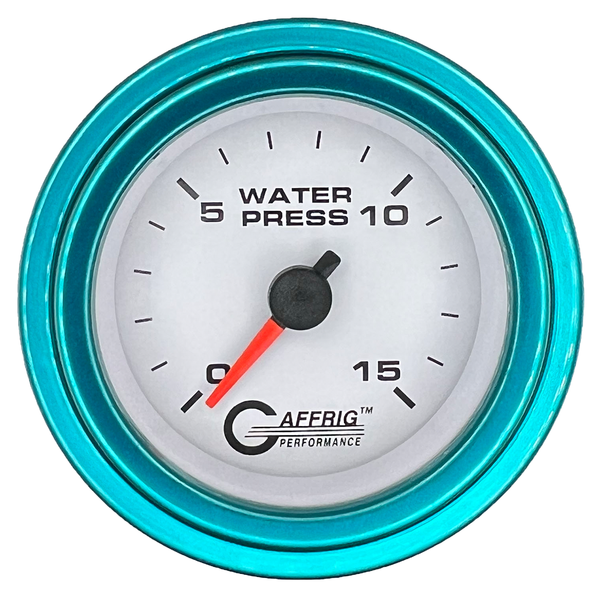 GAFFRIG 2 INCH MECHANICAL WATER PRESSURE 0-15 PSI GAUGE STEP RIM (002) / TEAL / WHITE