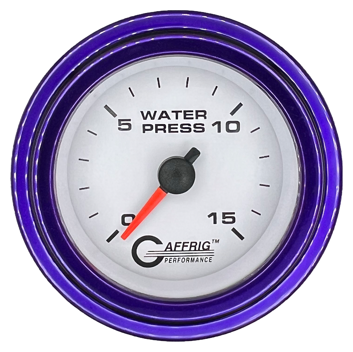 GAFFRIG 2 INCH MECHANICAL WATER PRESSURE 0-15 PSI GAUGE STEP RIM (002) / PURPLE / WHITE