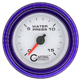 GAFFRIG 2 INCH MECHANICAL WATER PRESSURE 0-15 PSI GAUGE STEP RIM (002) / PURPLE / WHITE