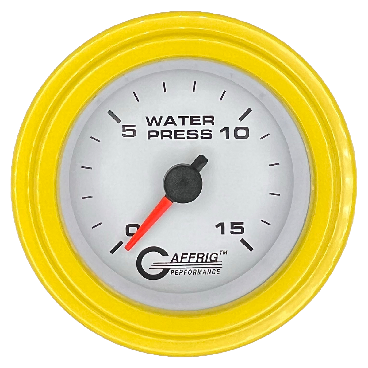 GAFFRIG 2 INCH MECHANICAL WATER PRESSURE 0-15 PSI GAUGE STEP RIM (002) / YELLOW / WHITE