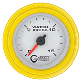 GAFFRIG 2 INCH MECHANICAL WATER PRESSURE 0-15 PSI GAUGE STEP RIM (002) / YELLOW / WHITE