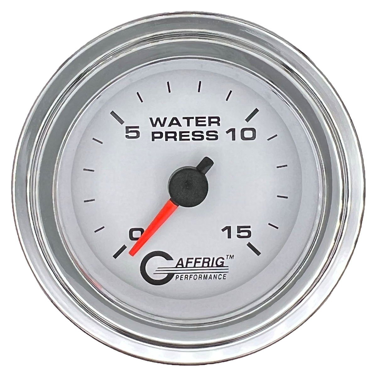 GAFFRIG 2 INCH MECHANICAL WATER PRESSURE 0-15 PSI GAUGE STEP RIM (002) / CHROME/POLISHED / WHITE