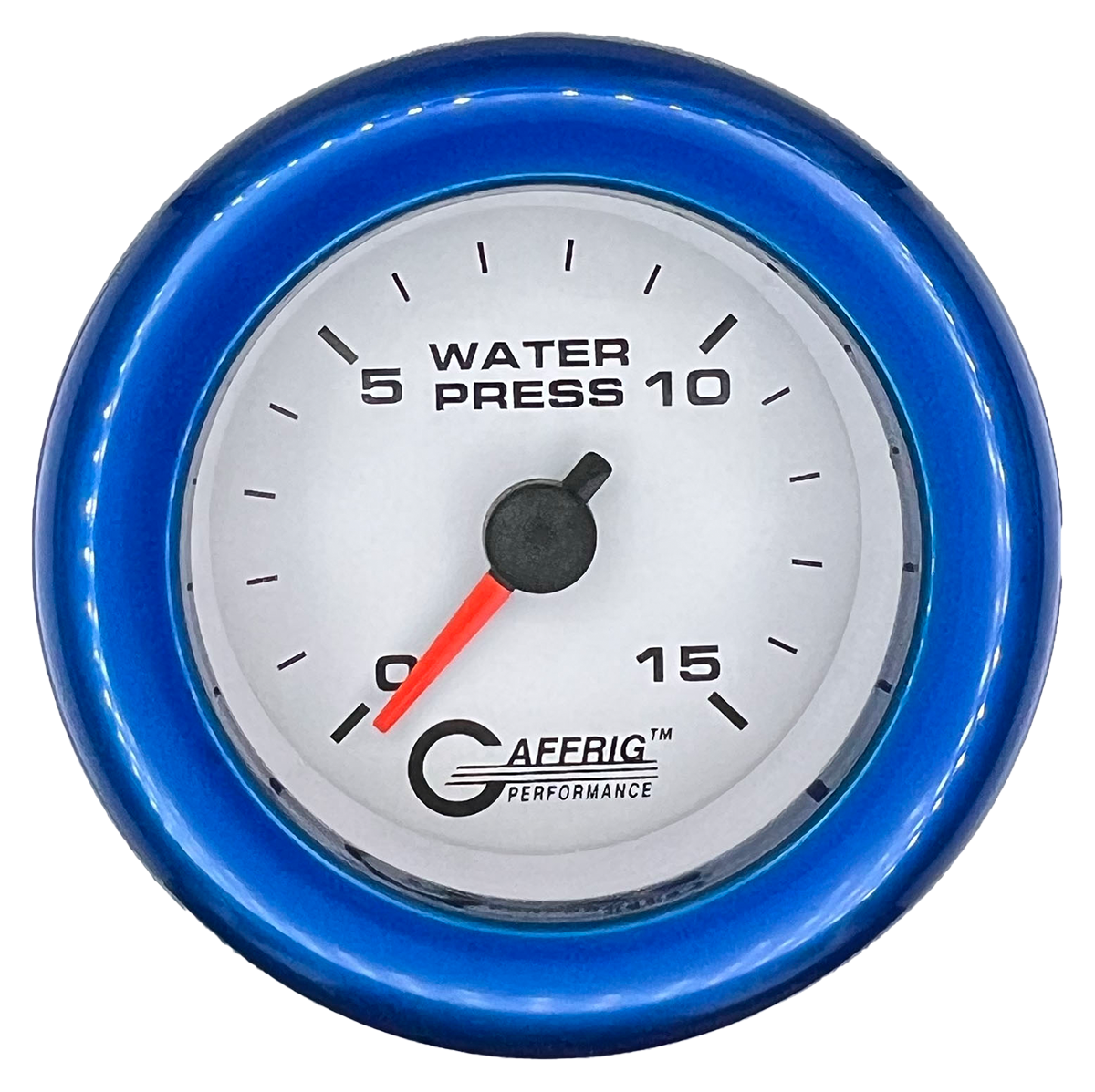 GAFFRIG 2 INCH MECHANICAL WATER PRESSURE 0-15 PSI GAUGE FAT RIM (218) / BLUE / WHITE