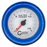 GAFFRIG 2 INCH MECHANICAL WATER PRESSURE 0-15 PSI GAUGE FAT RIM (218) / BLUE / WHITE