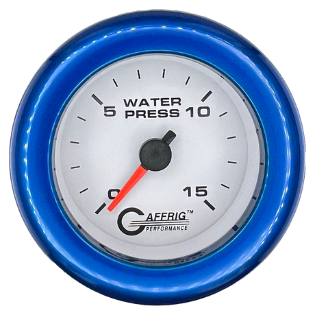 GAFFRIG 2 INCH MECHANICAL WATER PRESSURE 0-15 PSI GAUGE FAT RIM (218) / BLUE / WHITE