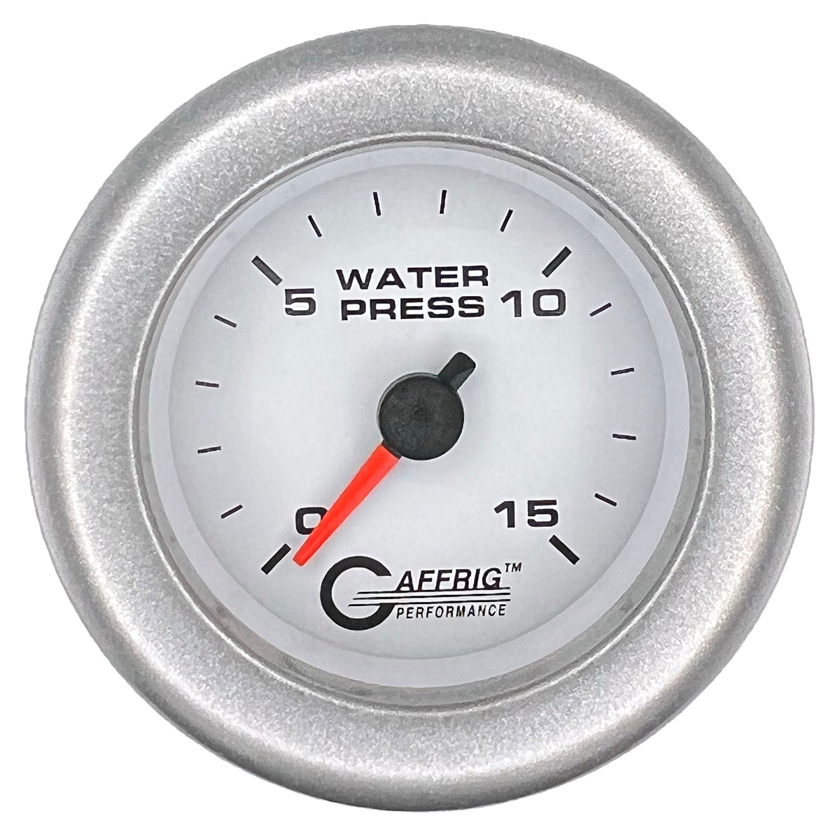 GAFFRIG 2 INCH MECHANICAL WATER PRESSURE 0-15 PSI GAUGE FAT RIM (218) / PLATINUM / WHITE