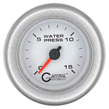 GAFFRIG 2 INCH MECHANICAL WATER PRESSURE 0-15 PSI GAUGE FAT RIM (218) / PLATINUM / WHITE