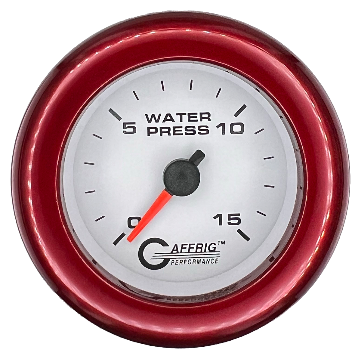 GAFFRIG 2 INCH MECHANICAL WATER PRESSURE 0-15 PSI GAUGE FAT RIM (218) / RED / WHITE