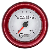 GAFFRIG 2 INCH MECHANICAL WATER PRESSURE 0-15 PSI GAUGE FAT RIM (218) / RED / WHITE