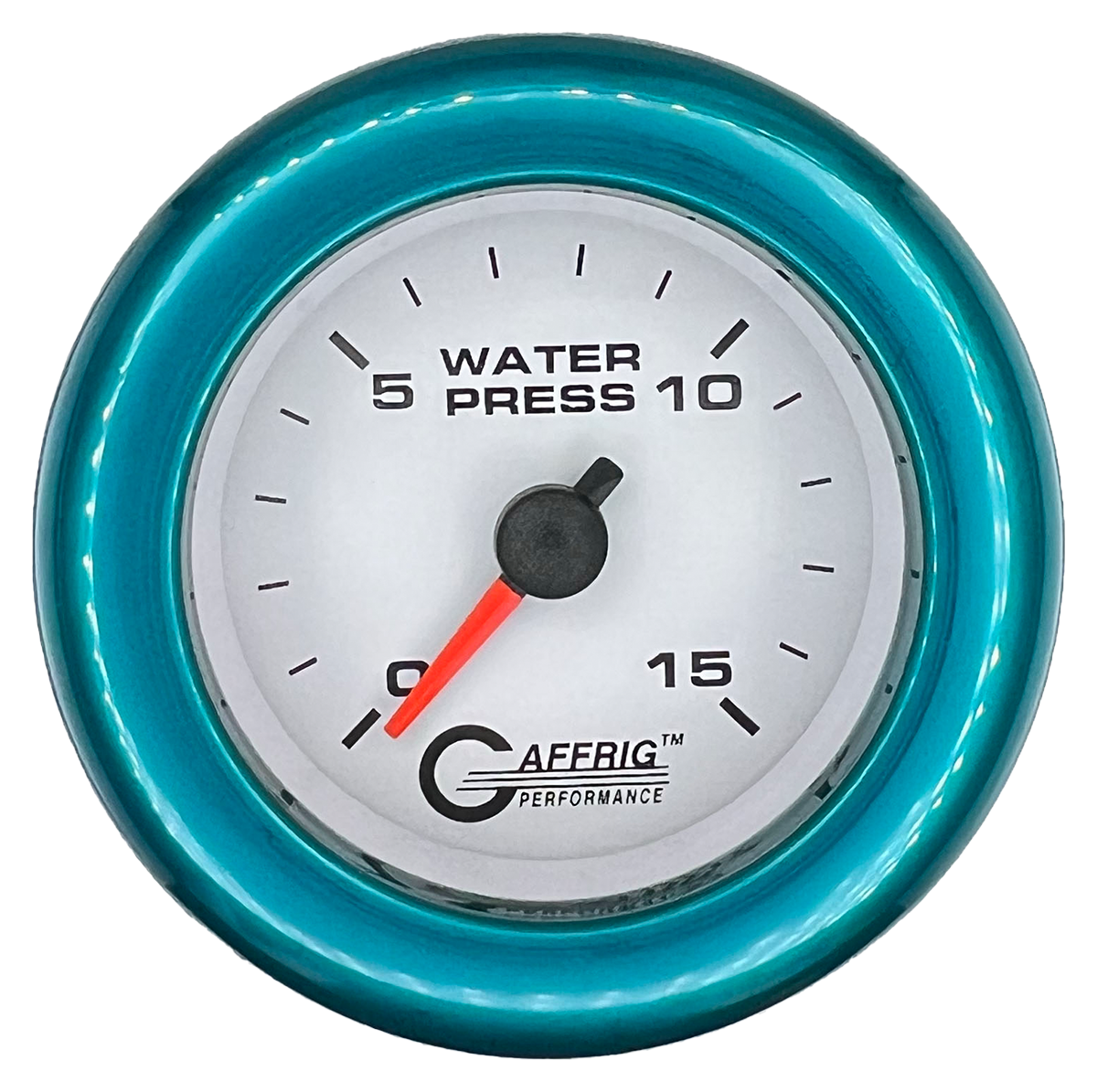 GAFFRIG 2 INCH MECHANICAL WATER PRESSURE 0-15 PSI GAUGE FAT RIM (218) / TEAL / WHITE