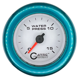 GAFFRIG 2 INCH MECHANICAL WATER PRESSURE 0-15 PSI GAUGE FAT RIM (218) / TEAL / WHITE