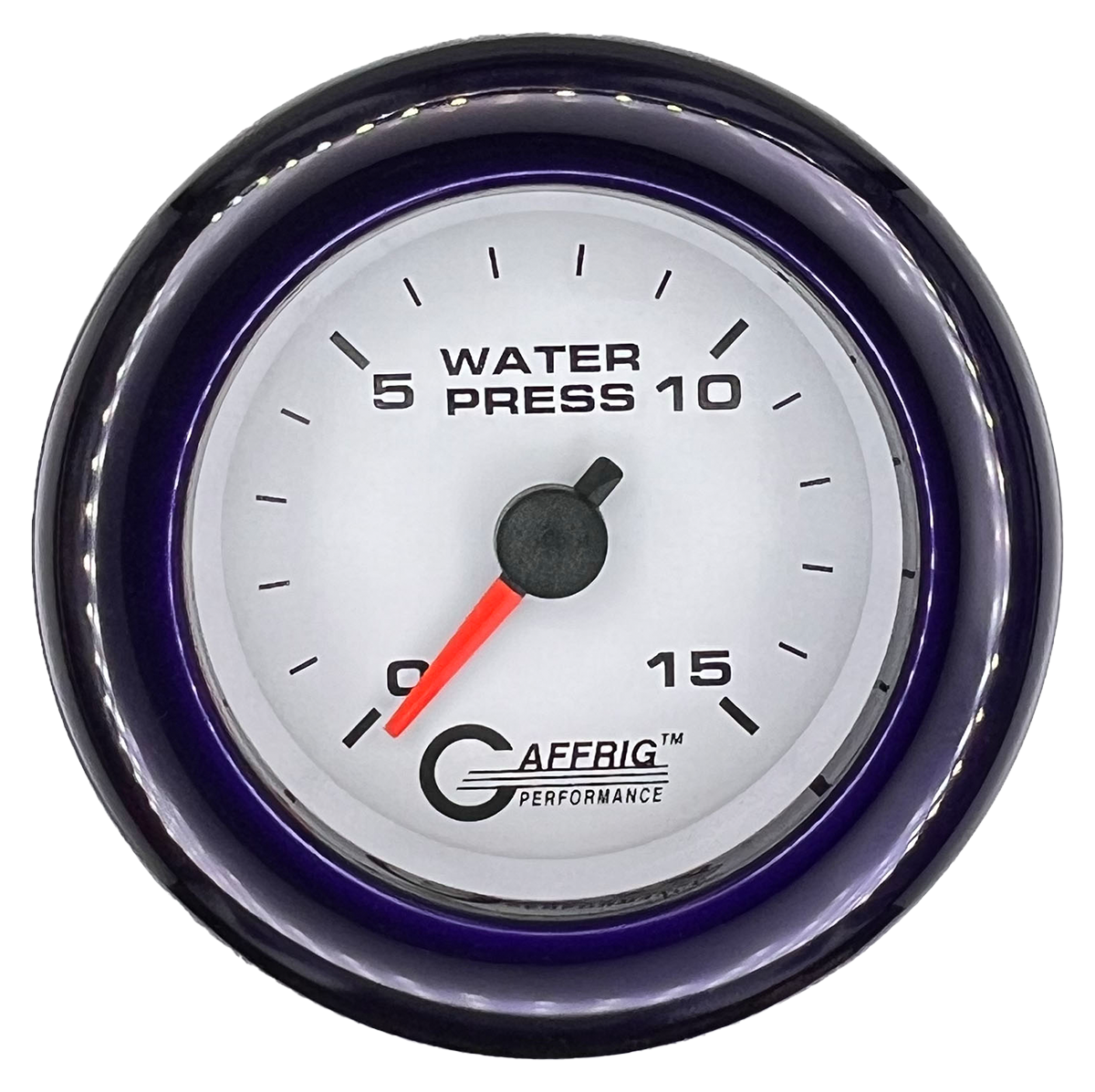 GAFFRIG 2 INCH MECHANICAL WATER PRESSURE 0-15 PSI GAUGE FAT RIM (218) / PURPLE / WHITE