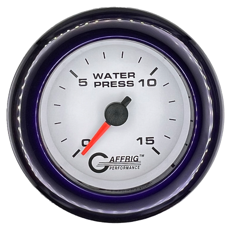 GAFFRIG 2 INCH MECHANICAL WATER PRESSURE 0-15 PSI GAUGE FAT RIM (218) / PURPLE / WHITE