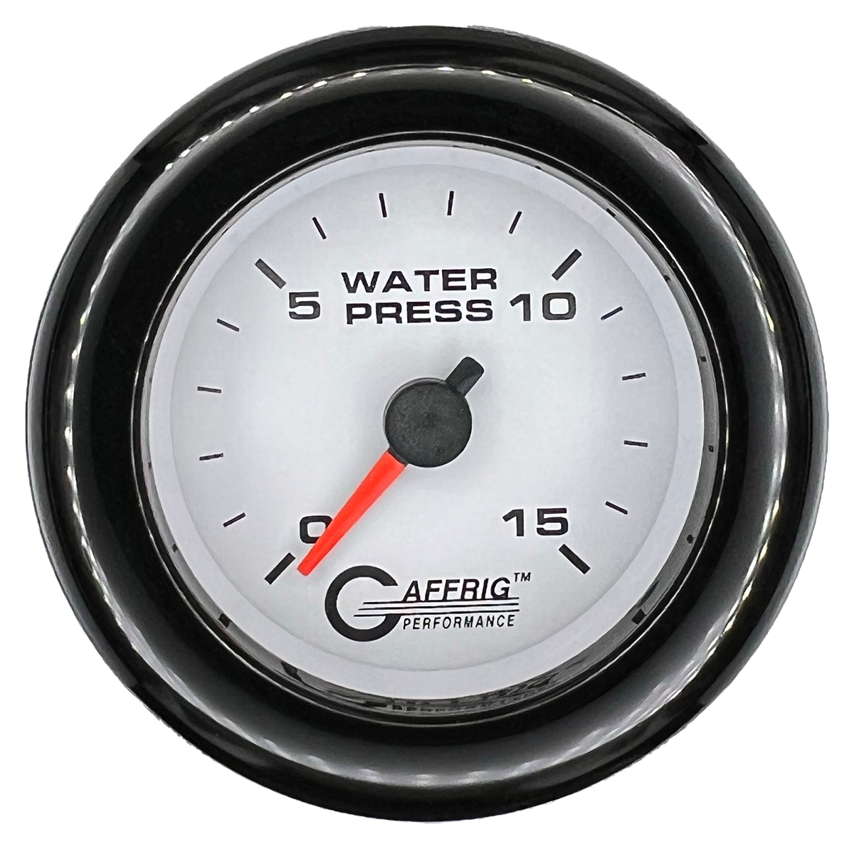 GAFFRIG 2 INCH MECHANICAL WATER PRESSURE 0-15 PSI GAUGE FAT RIM (218) / BLACK / WHITE