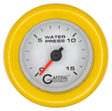 GAFFRIG 2 INCH MECHANICAL WATER PRESSURE 0-15 PSI GAUGE FAT RIM (218) / YELLOW / WHITE