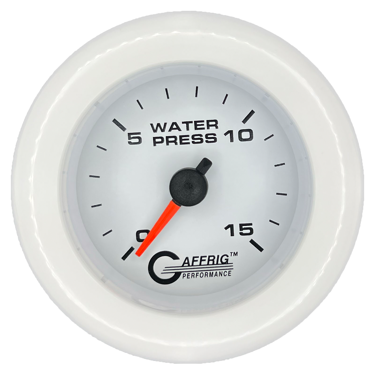 GAFFRIG 2 INCH MECHANICAL WATER PRESSURE 0-15 PSI GAUGE FAT RIM (218) / WHITE / WHITE