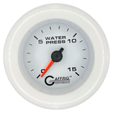 GAFFRIG 2 INCH MECHANICAL WATER PRESSURE 0-15 PSI GAUGE FAT RIM (218) / WHITE / WHITE