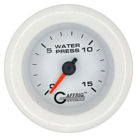 GAFFRIG 2 INCH MECHANICAL WATER PRESSURE 0-15 PSI GAUGE FAT RIM (218) / WHITE / WHITE