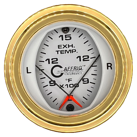 GAFFRIG 2 INCH MECHANICAL DIAL PYROMETER 600-1600 F STEP RIM (002) / GOLD / WHITE