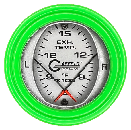 GAFFRIG 2 INCH MECHANICAL DIAL PYROMETER 600-1600 F STEP RIM (002) / LIME GREEN / PLATINUM