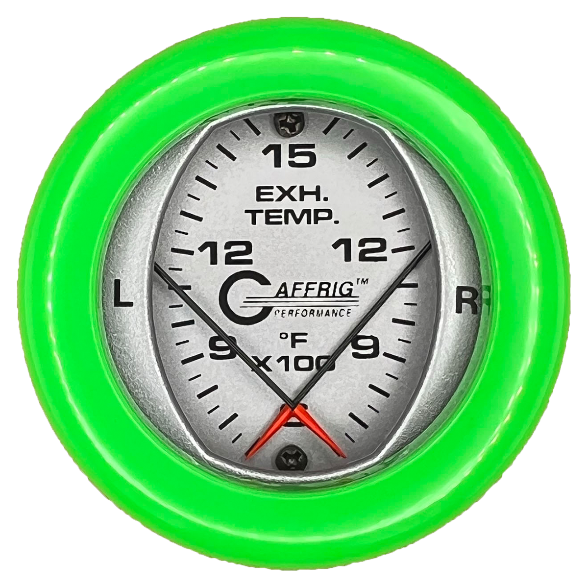 GAFFRIG 2 INCH MECHANICAL DIAL PYROMETER 600-1600 F FAT RIM (218) / LIME GREEN / PLATINUM