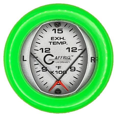 GAFFRIG 2 INCH MECHANICAL DIAL PYROMETER 600-1600 F FAT RIM (218) / LIME GREEN / PLATINUM