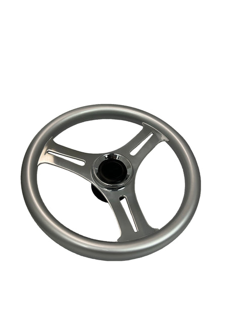 GAFFRIG URETHANE 3 SPOKE STAINLESS STEEL STEERING WHEEL PLATINUM