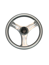 GAFFRIG URETHANE 3 SPOKE STAINLESS STEEL STEERING WHEEL PLATINUM