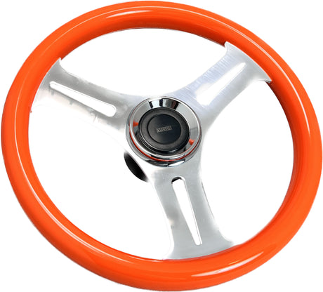 GAFFRIG URETHANE 3 SPOKE STAINLESS STEEL STEERING WHEEL ORANGE