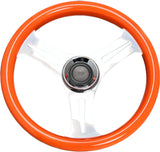 GAFFRIG URETHANE 3 SPOKE STAINLESS STEEL STEERING WHEEL ORANGE