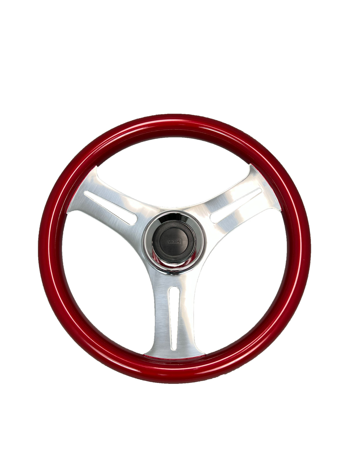 GAFFRIG URETHANE 3 SPOKE STAINLESS STEEL STEERING WHEEL RED