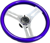 GAFFRIG URETHANE 3 SPOKE STAINLESS STEEL STEERING WHEEL PURPLE