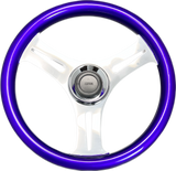 GAFFRIG URETHANE 3 SPOKE STAINLESS STEEL STEERING WHEEL PURPLE