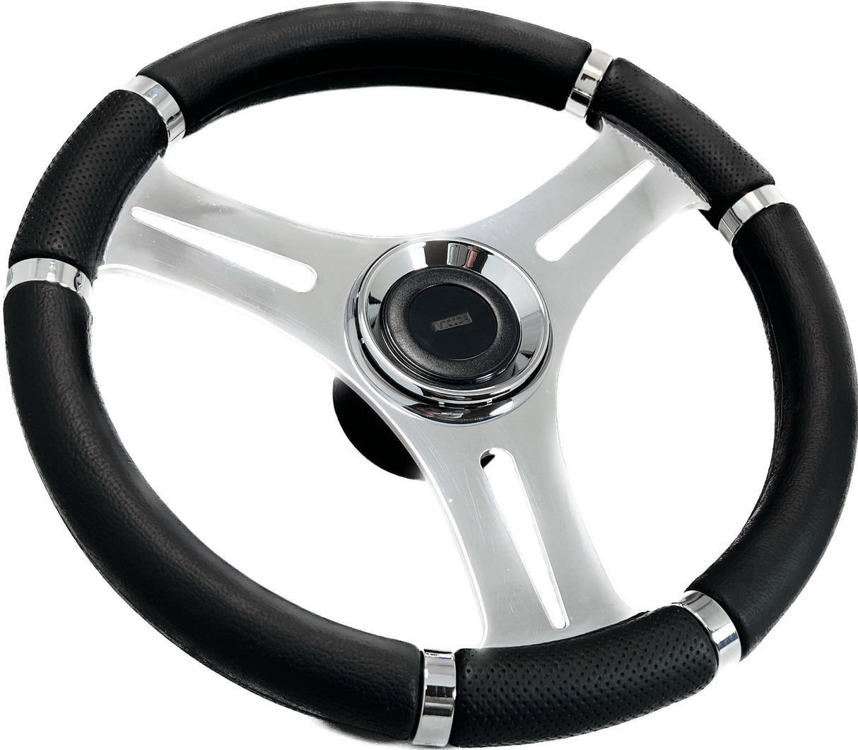 GAFFRIG URETHANE 3 SPOKE STAINLESS STEEL STEERING WHEEL BLACK