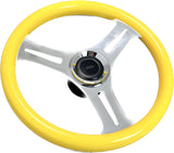 GAFFRIG URETHANE 3 SPOKE STAINLESS STEEL STEERING WHEEL YELLOW