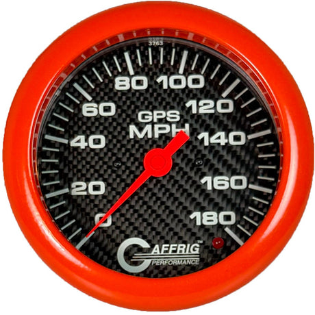 GAFFRIG 4 5/8 INCH GPS SPEEDOMETER - HEAD ONLY - CARBON FIBER - 90 MPH, 120 MPH, 180 MPH