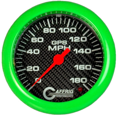 GAFFRIG 4 5/8 INCH GPS SPEEDOMETER - HEAD ONLY - CARBON FIBER - 90 MPH, 120 MPH, 180 MPH