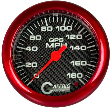 GAFFRIG 4 5/8 INCH GPS SPEEDOMETER - HEAD ONLY - CARBON FIBER - 90 MPH, 120 MPH, 180 MPH