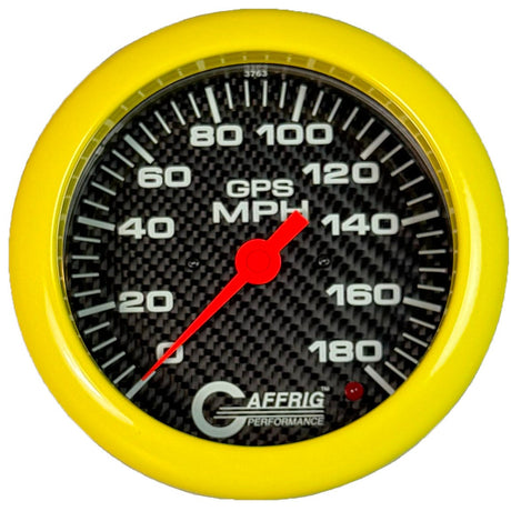 GAFFRIG 4 5/8 INCH GPS SPEEDOMETER - HEAD ONLY - CARBON FIBER - 90 MPH, 120 MPH, 180 MPH