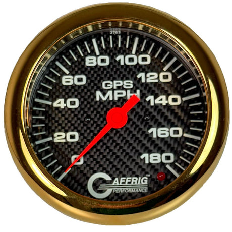 GAFFRIG 4 5/8 INCH GPS SPEEDOMETER - HEAD ONLY - CARBON FIBER - 90 MPH, 120 MPH, 180 MPH