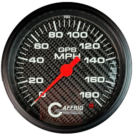 GAFFRIG 4 5/8 INCH GPS SPEEDOMETER - HEAD ONLY - CARBON FIBER - 90 MPH, 120 MPH, 180 MPH